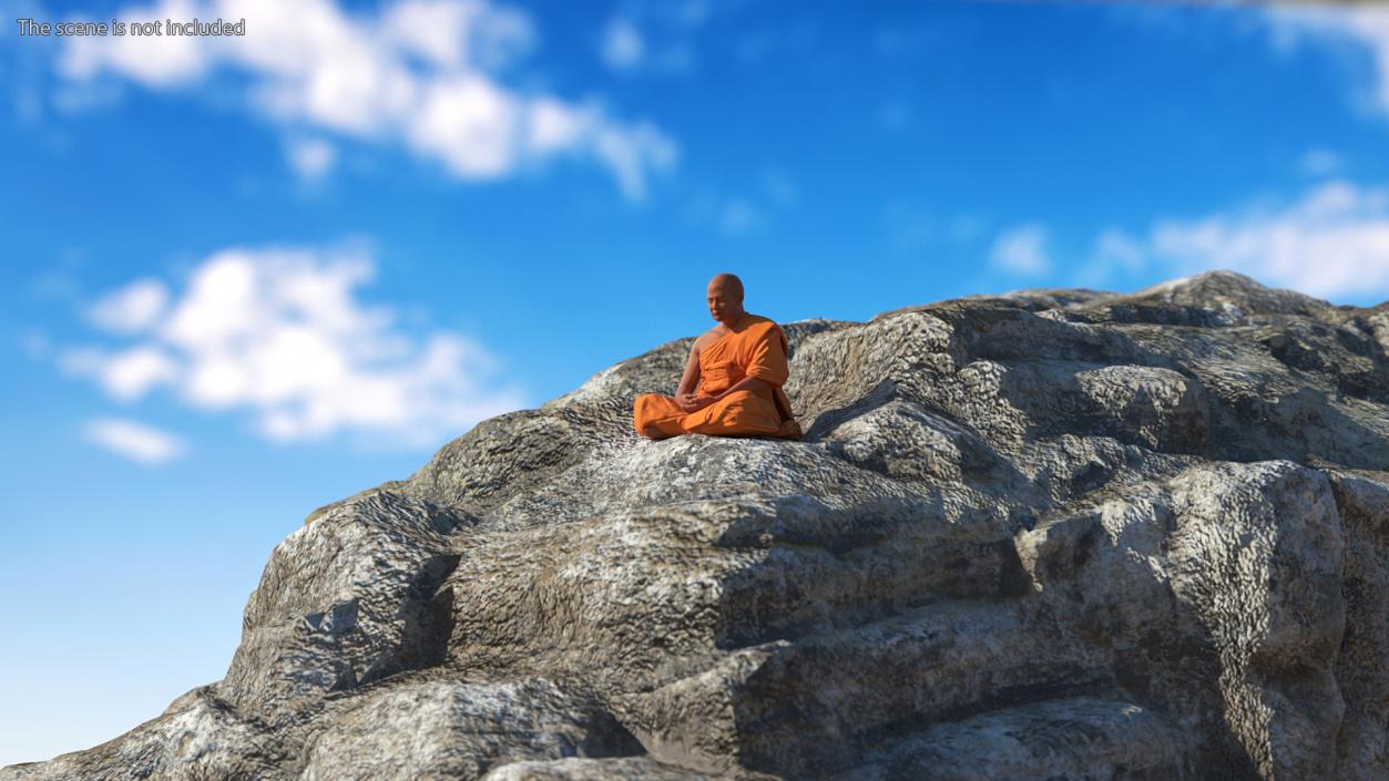 3D Buddhist Monk with Prayer Wheels Collection model