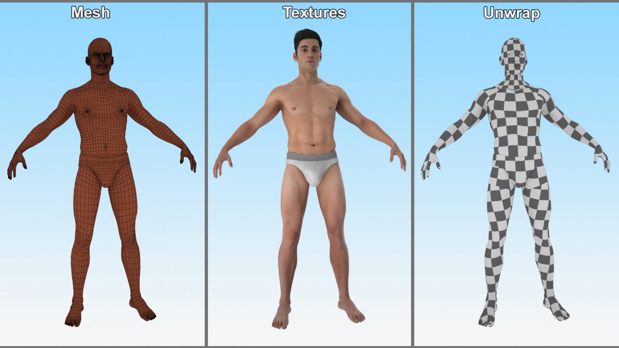 3D model Man Athletic Figure Fur Rigged