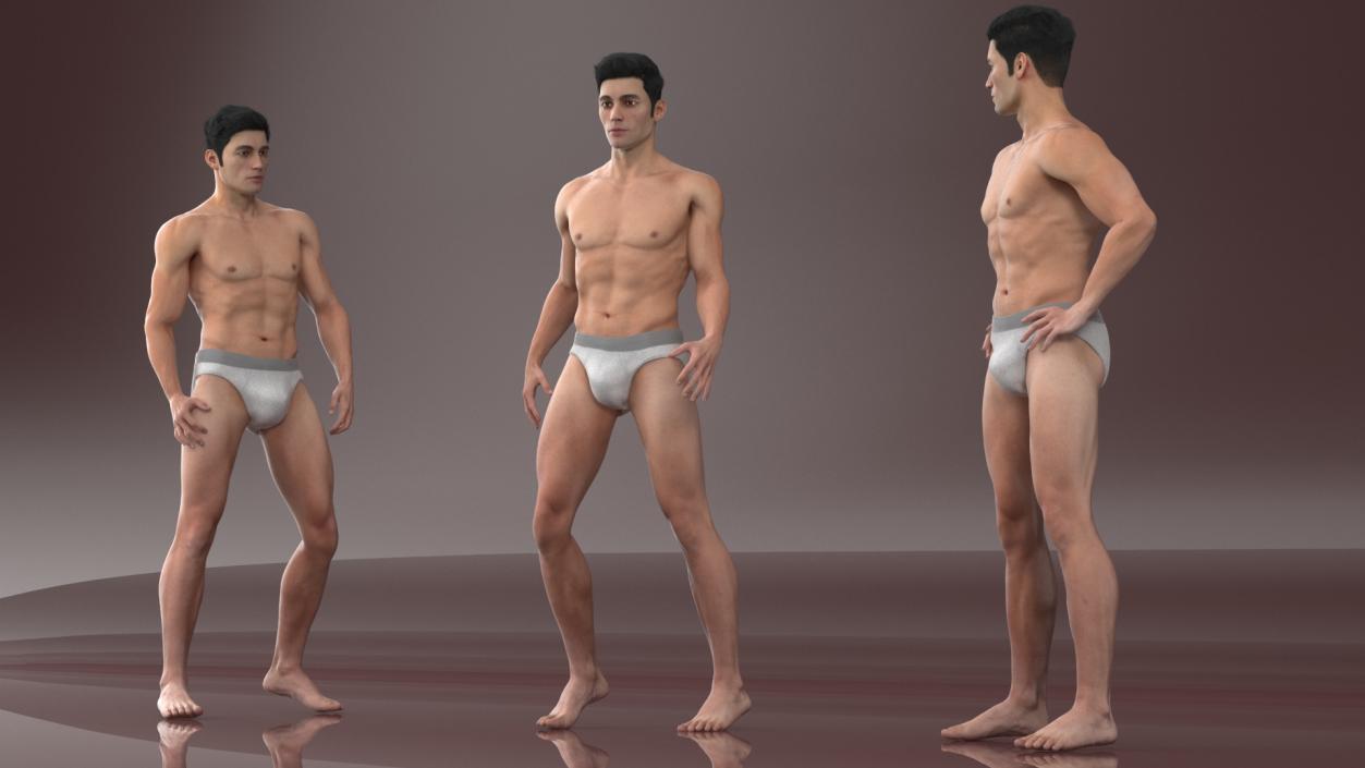 3D model Man Athletic Figure Fur Rigged