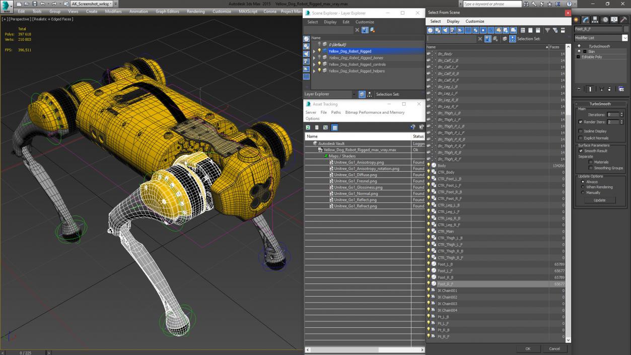 3D Yellow Dog Robot Rigged model