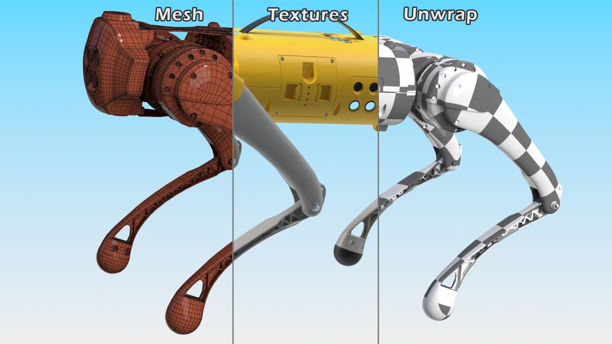 3D Yellow Dog Robot Rigged model