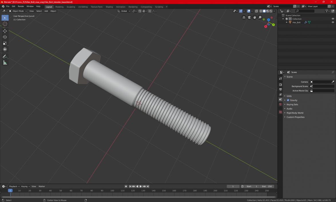 3D model Hex Bolt 2