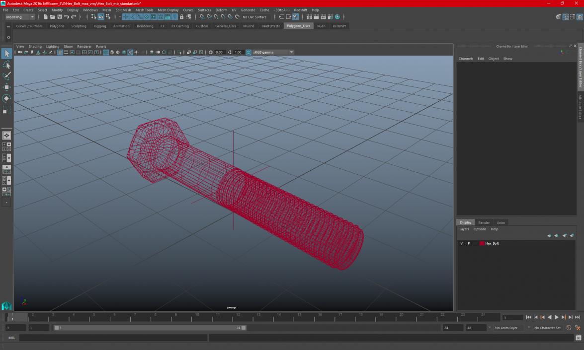 3D model Hex Bolt 2