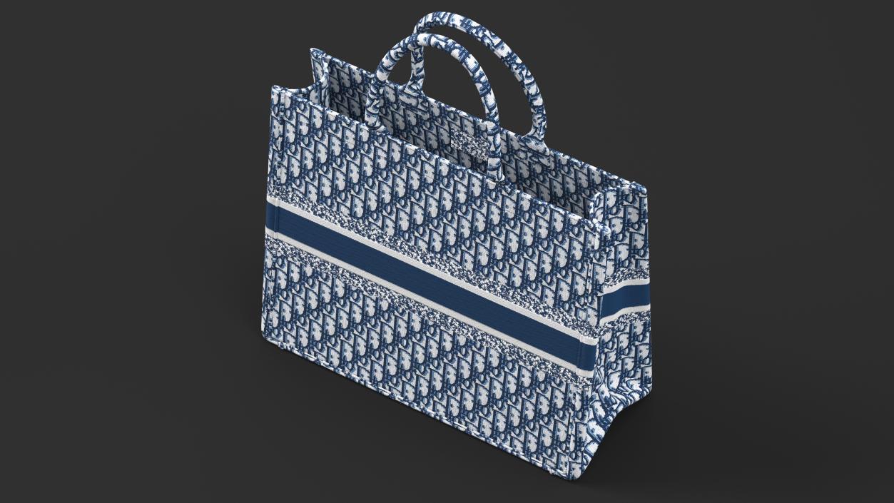 Embroidery Book Tote Bag Blue 3D model