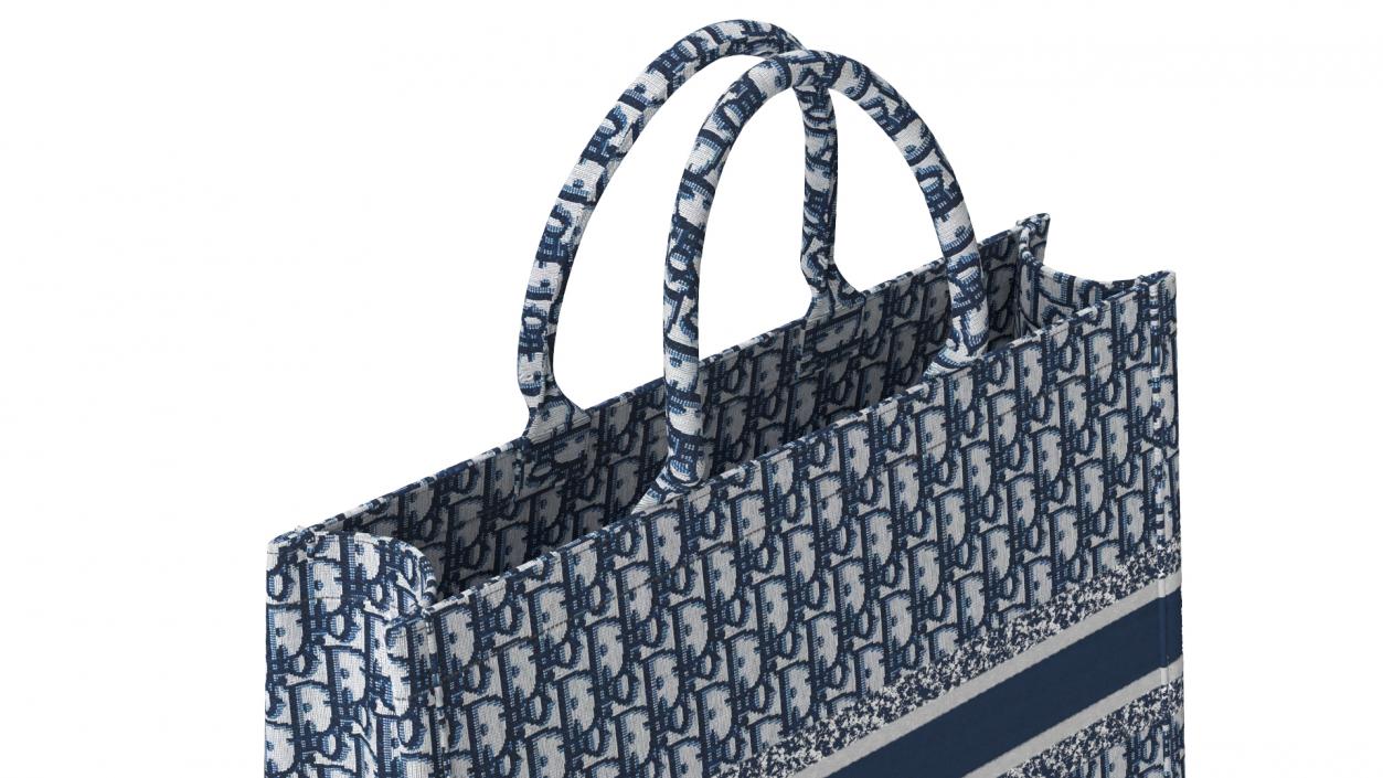 Embroidery Book Tote Bag Blue 3D model