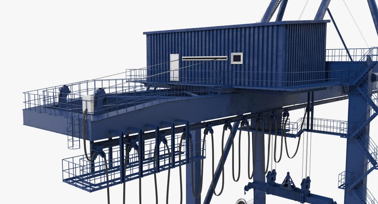 Container Crane Rigged Blue 3D