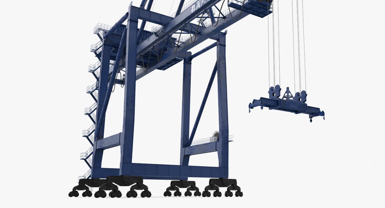 Container Crane Rigged Blue 3D