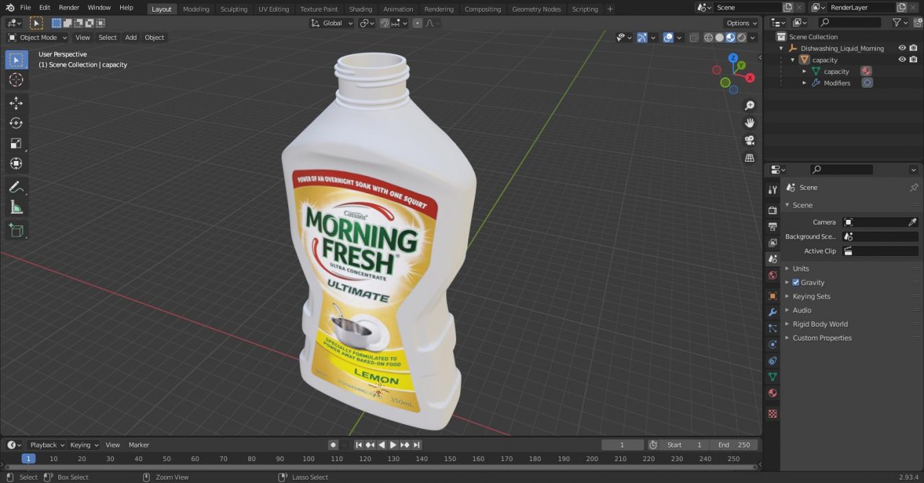 Dishwashing Liquid Morning Fresh Open Bottle 3D model