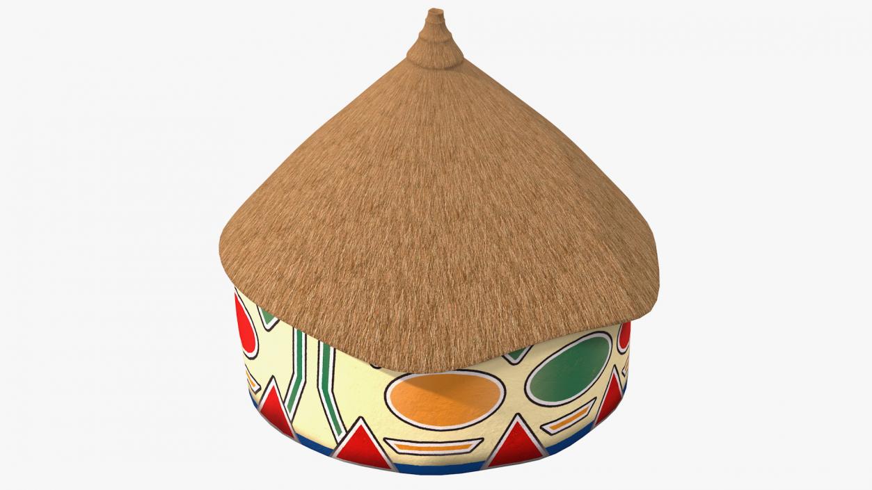 Traditional African Hut with Painting 3D