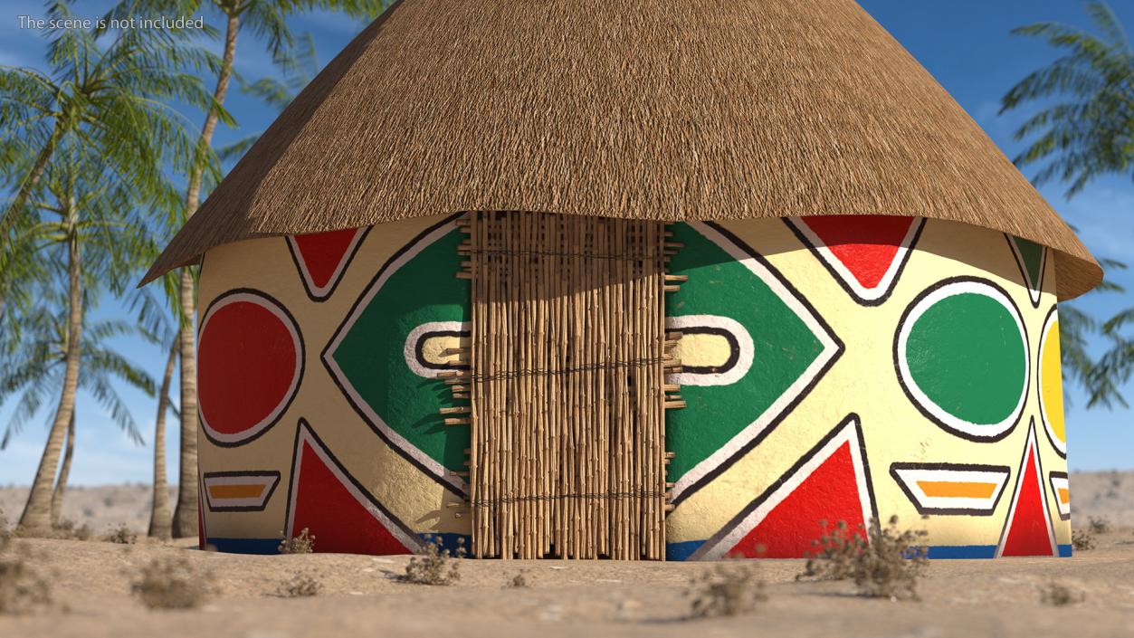 Traditional African Hut with Painting 3D