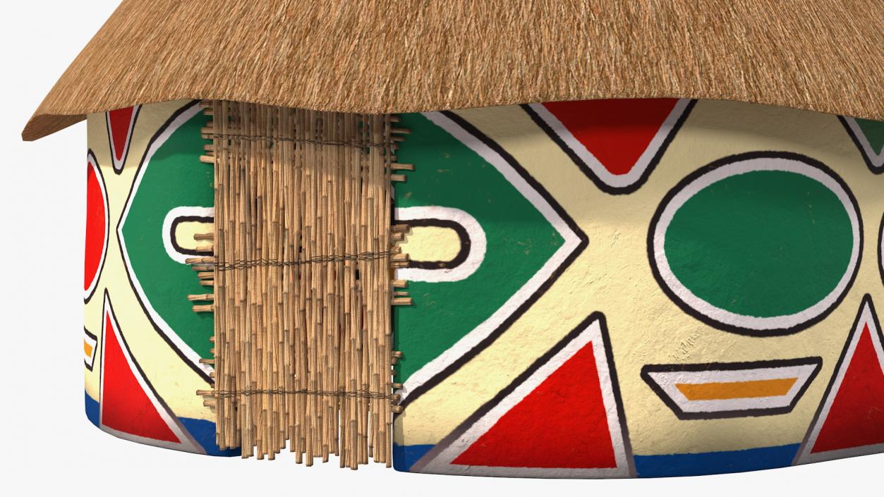 Traditional African Hut with Painting 3D