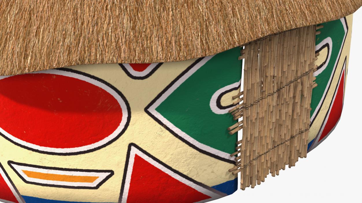 Traditional African Hut with Painting 3D