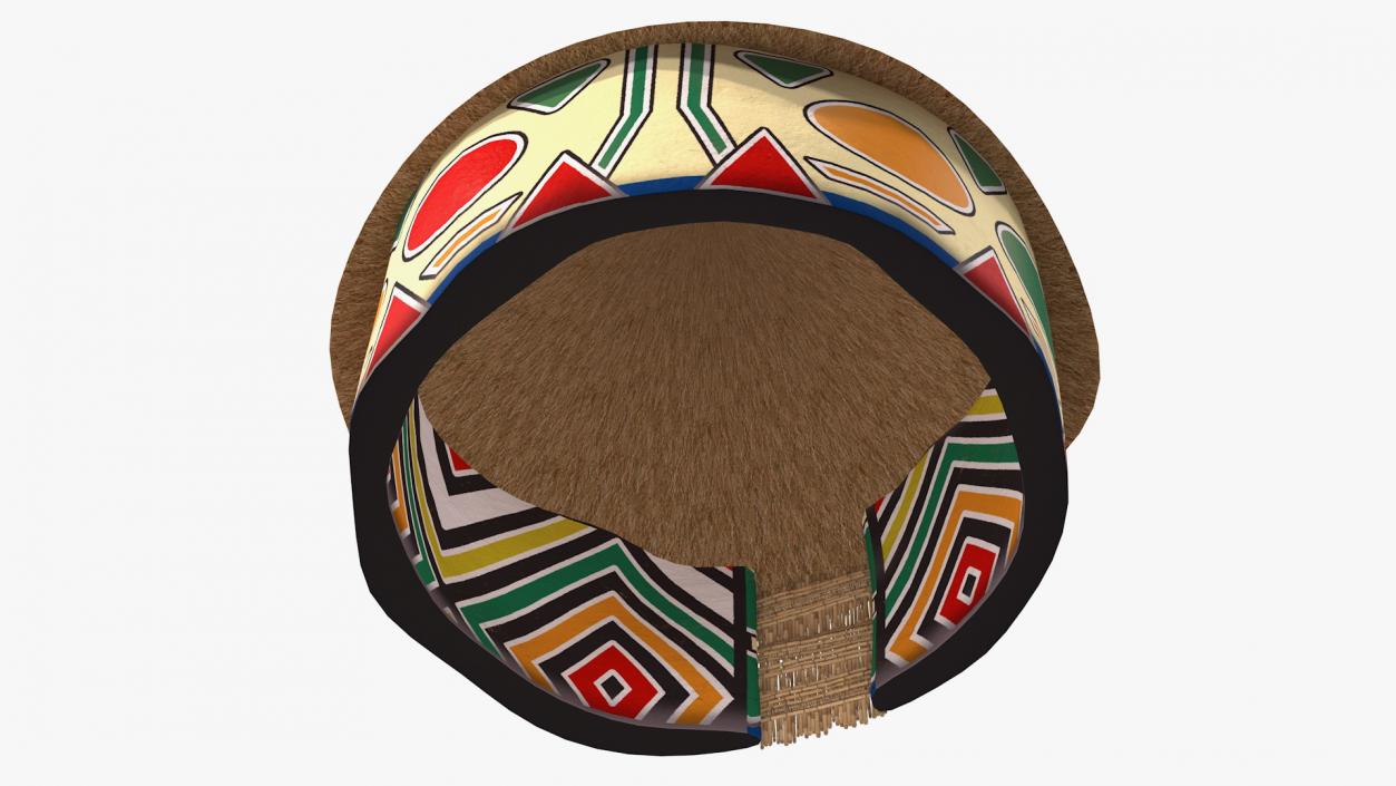 Traditional African Hut with Painting 3D