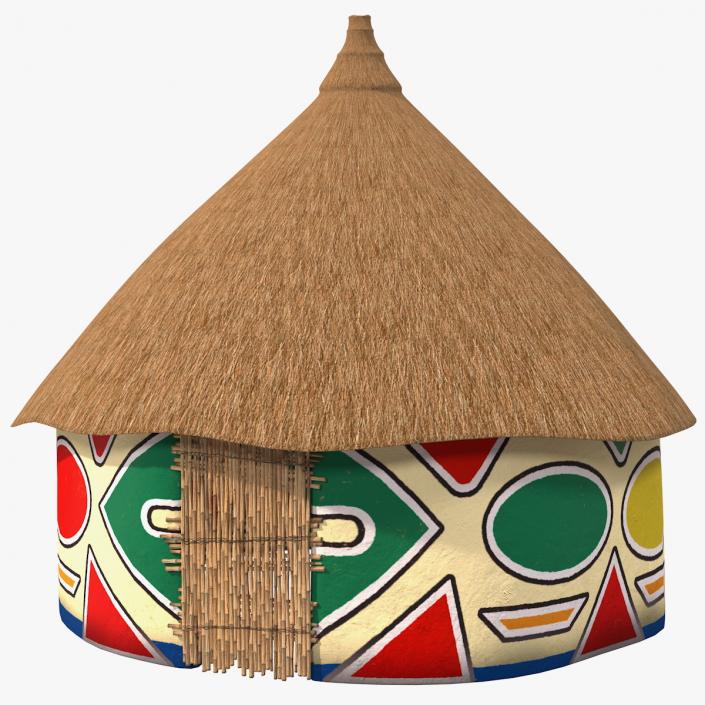 Traditional African Hut with Painting 3D