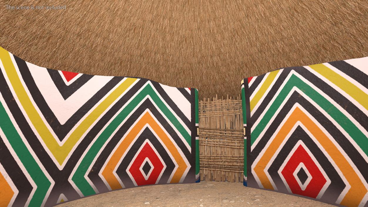 Traditional African Hut with Painting 3D