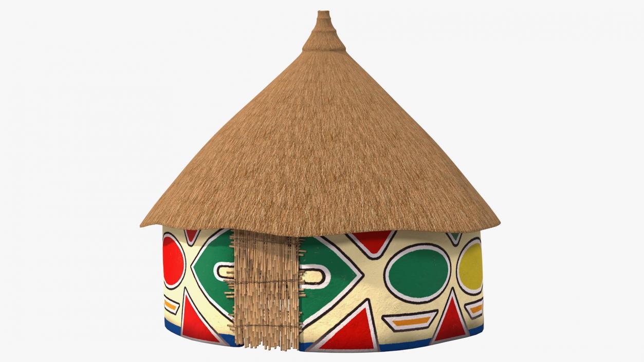 Traditional African Hut with Painting 3D