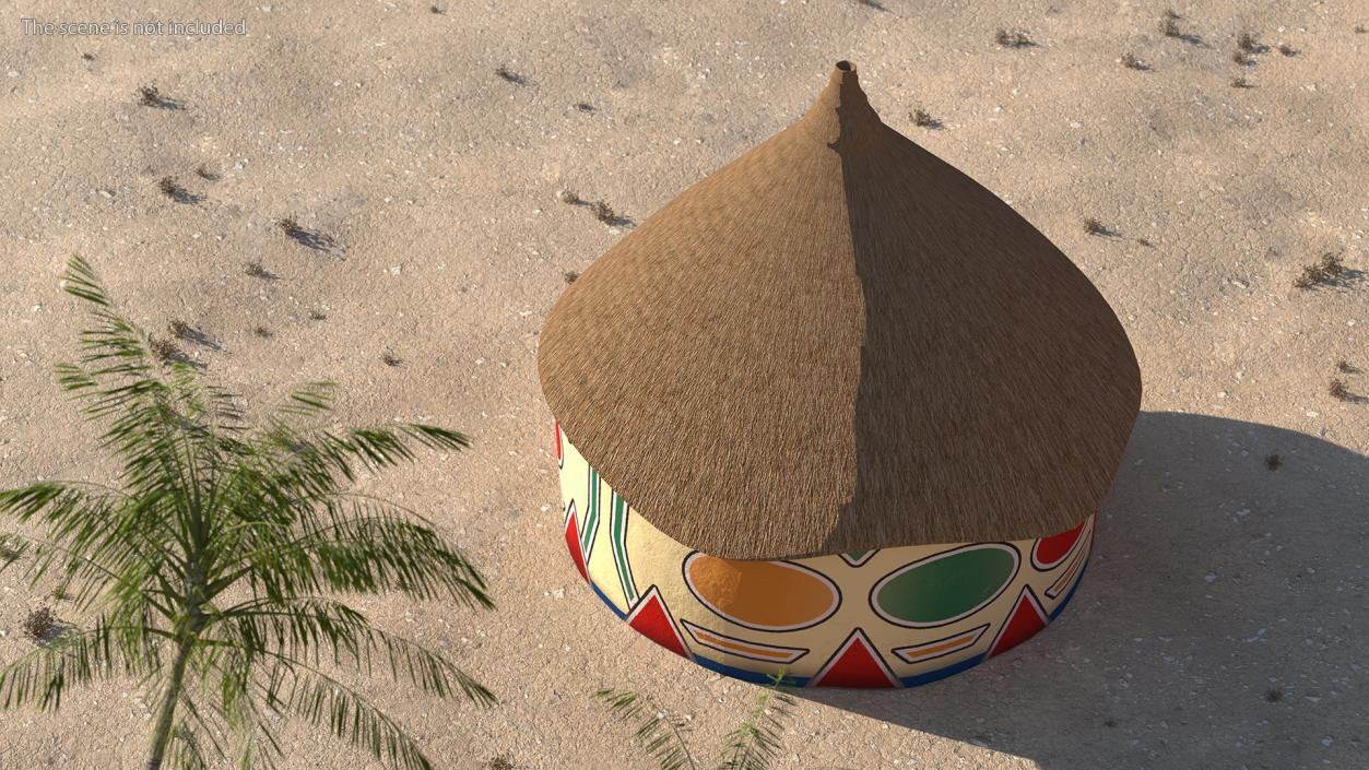 Traditional African Hut with Painting 3D