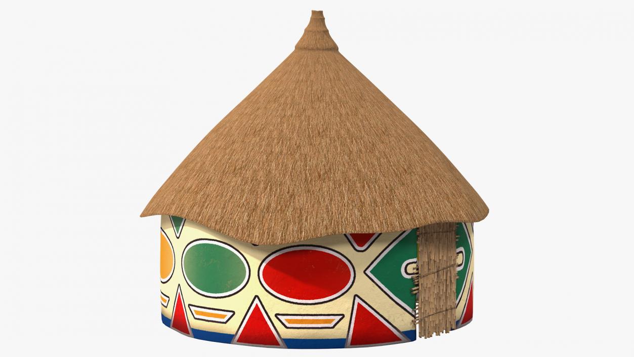 Traditional African Hut with Painting 3D