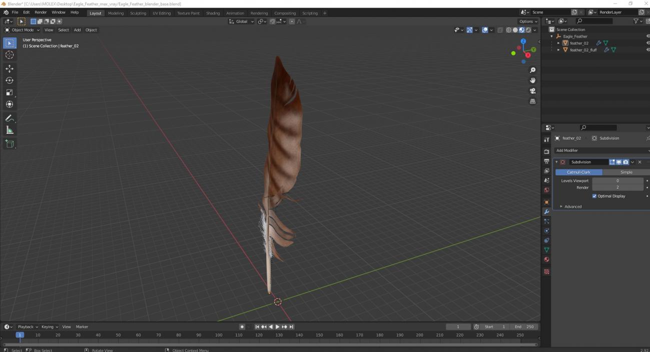 3D Eagle Feather model