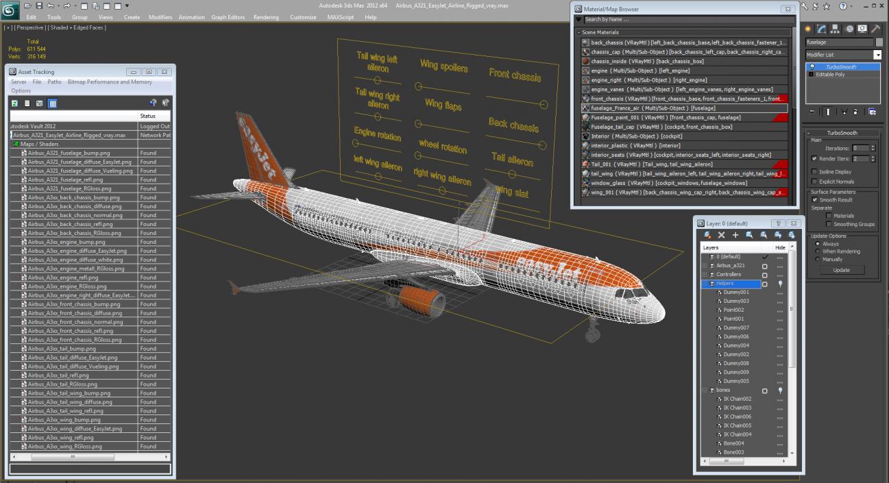 Airbus A321 EasyJet Airline Rigged 3D model