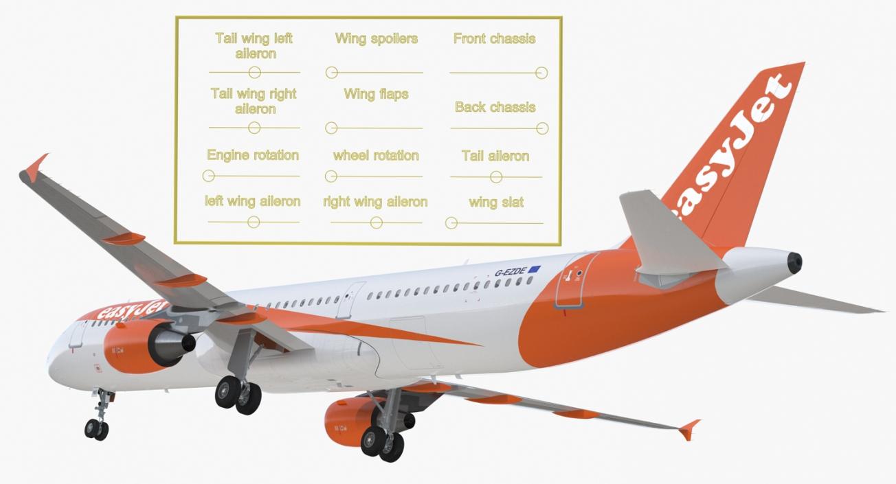 Airbus A321 EasyJet Airline Rigged 3D model