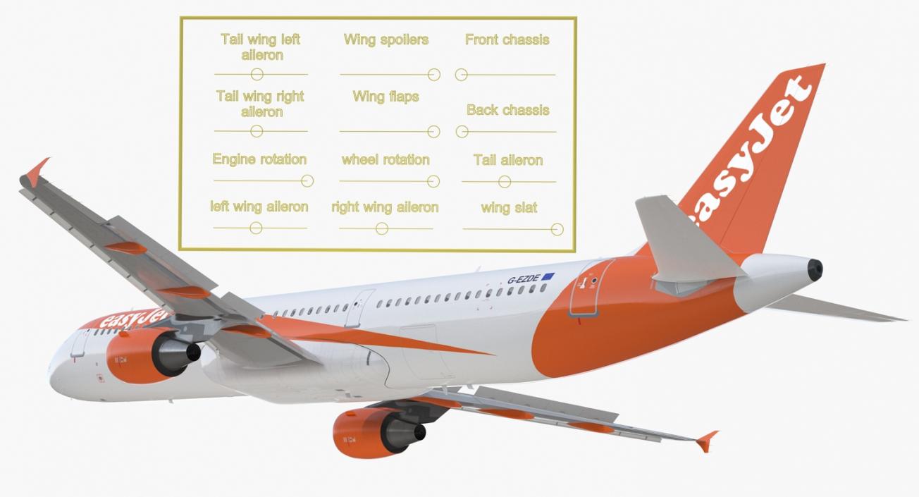 Airbus A321 EasyJet Airline Rigged 3D model