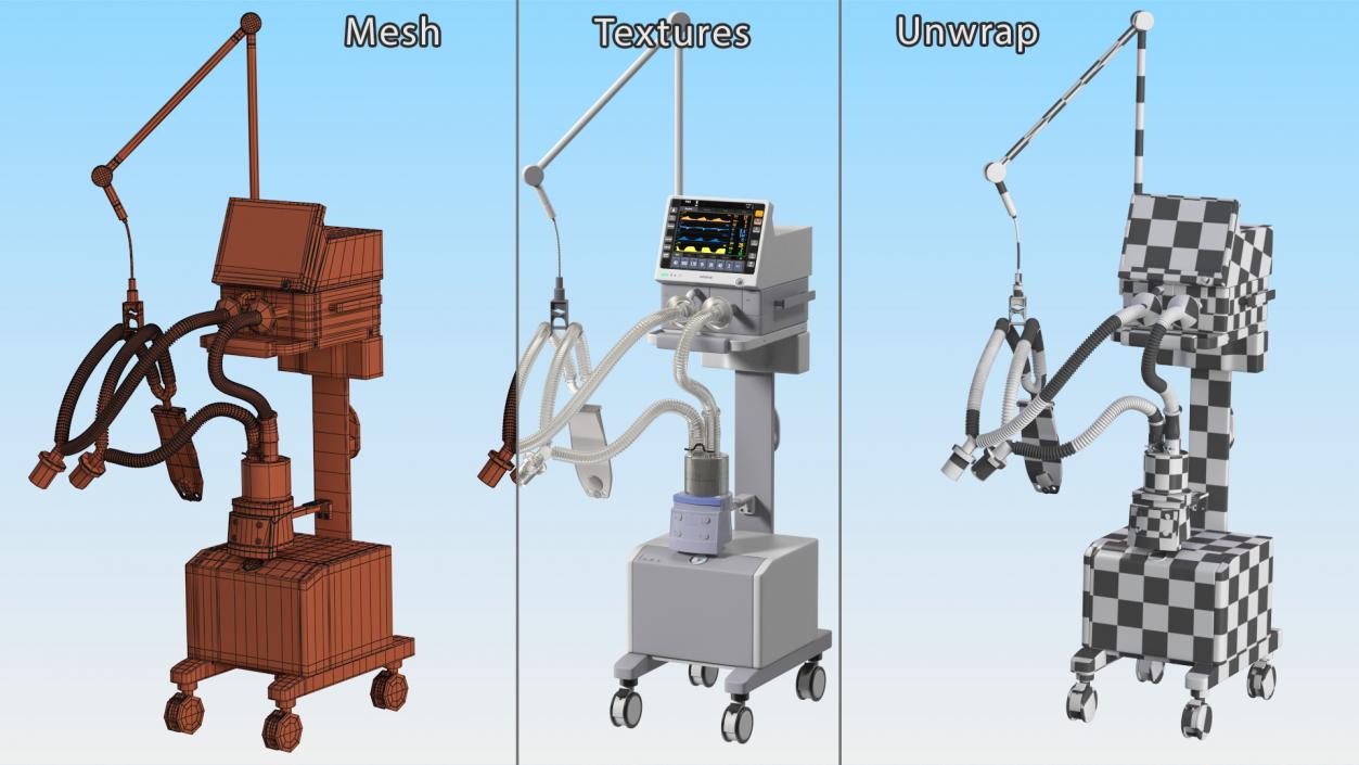 3D Mechanical Ventilator System Mindray Rigged model