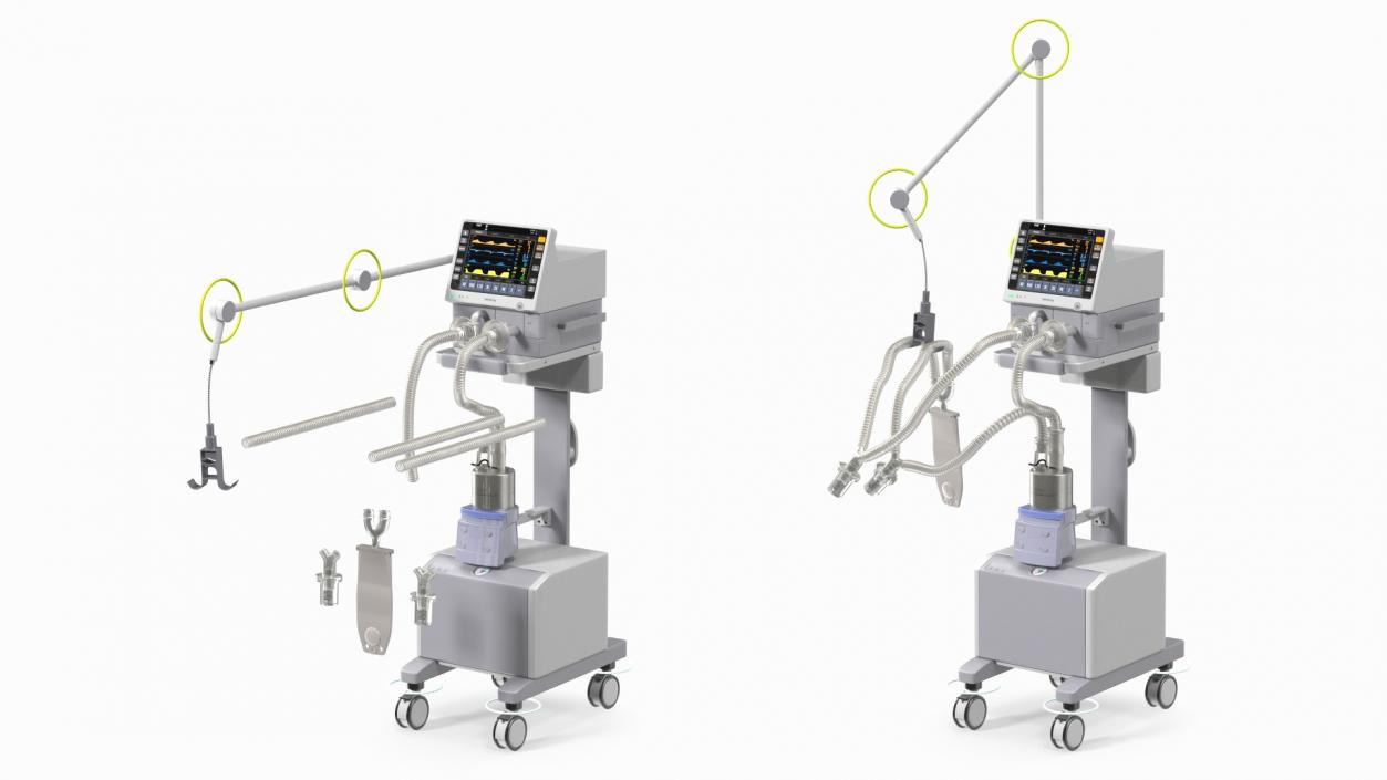 3D Mechanical Ventilator System Mindray Rigged model