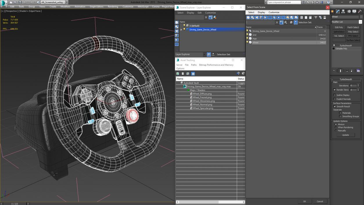 3D model Driving Game Device Wheel