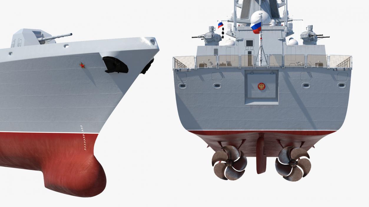 3D model Frigate Admiral Gorshkov Project 22350 Rigged