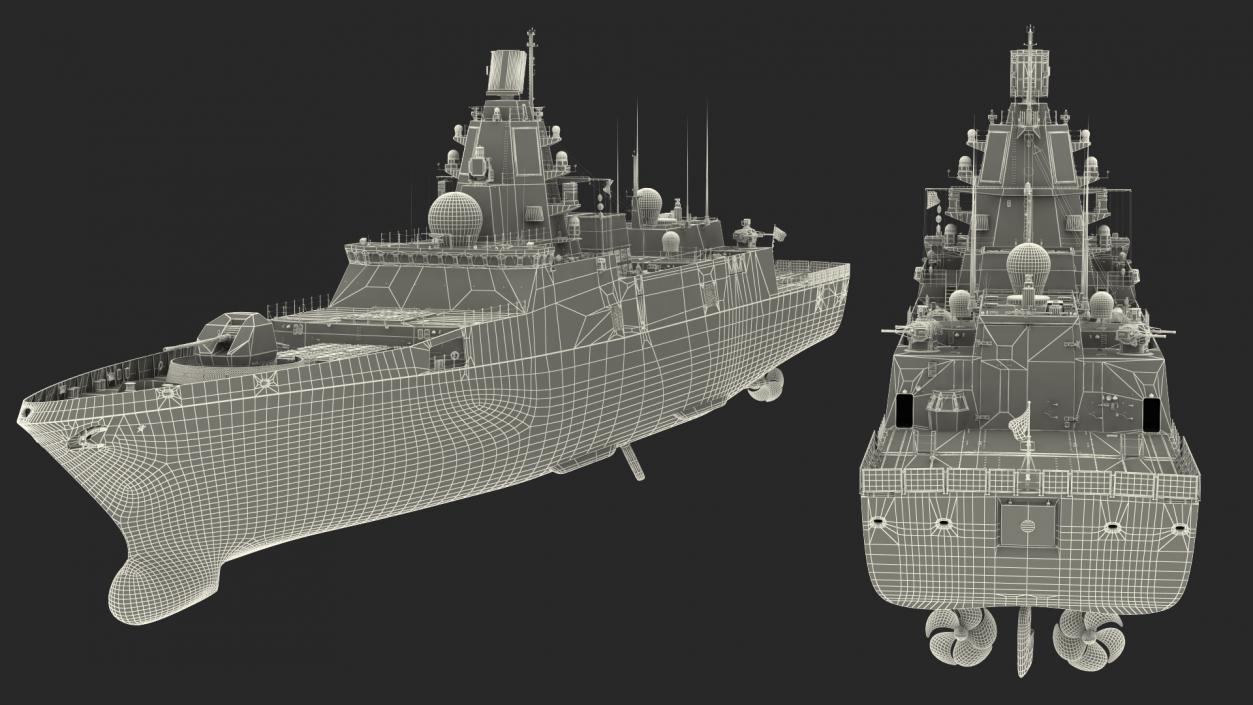 3D model Frigate Admiral Gorshkov Project 22350 Rigged