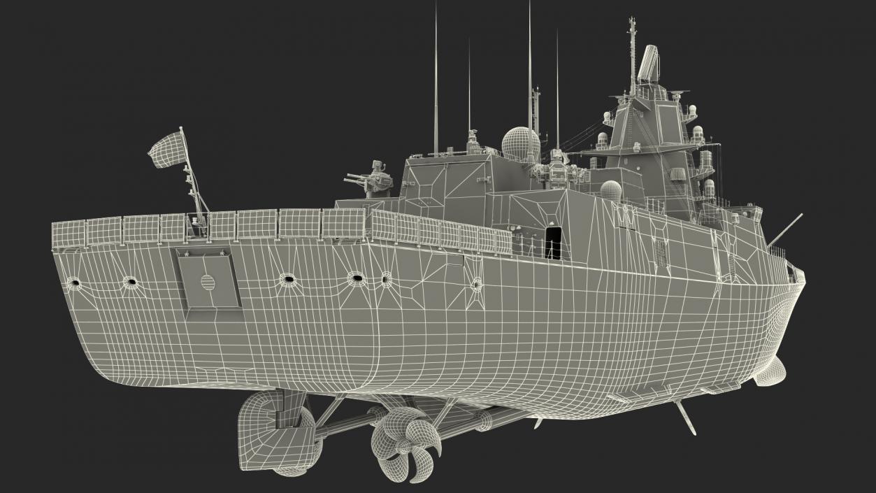 3D model Frigate Admiral Gorshkov Project 22350 Rigged