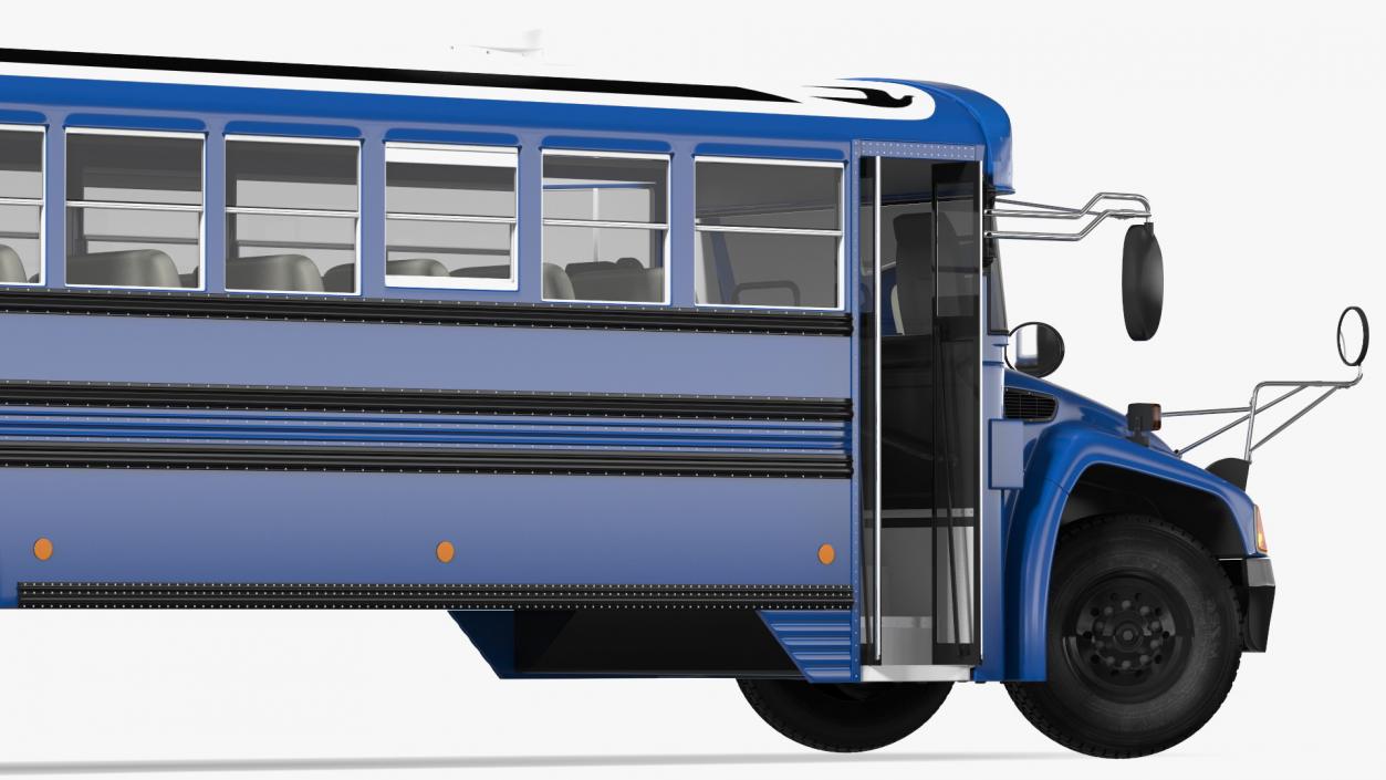 3D Blue Bird Commercial Bus Rigged