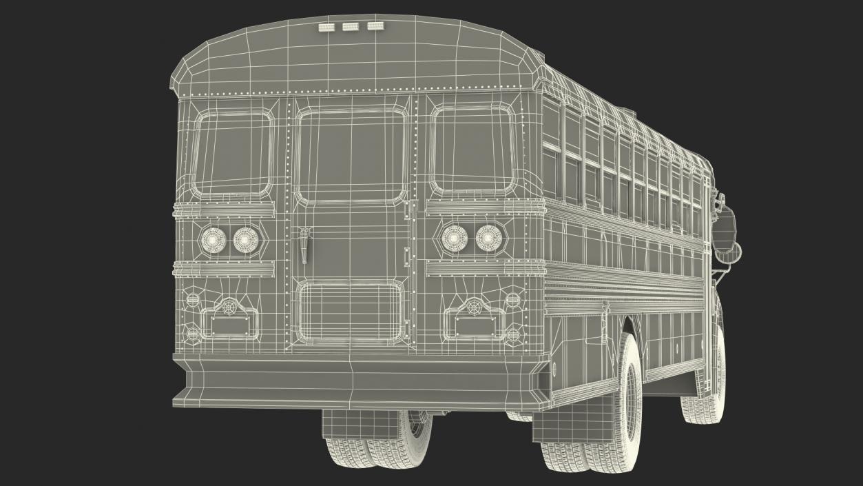 3D Blue Bird Commercial Bus Rigged