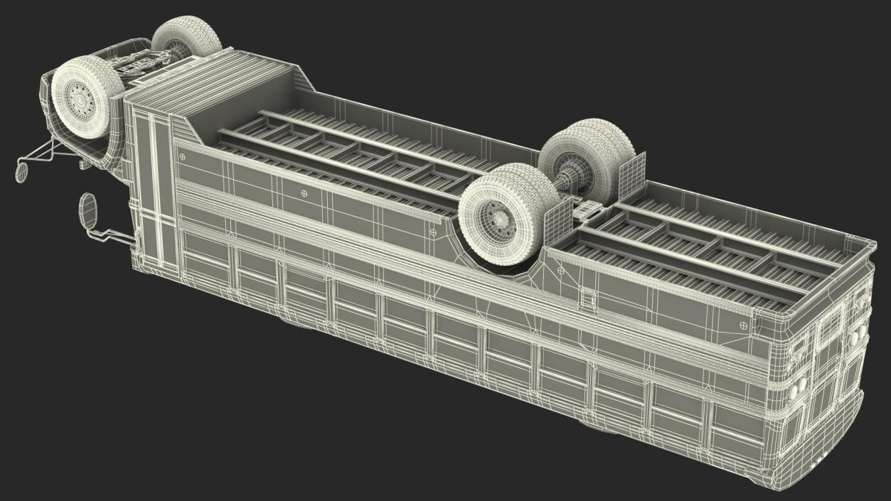 3D Blue Bird Commercial Bus Rigged