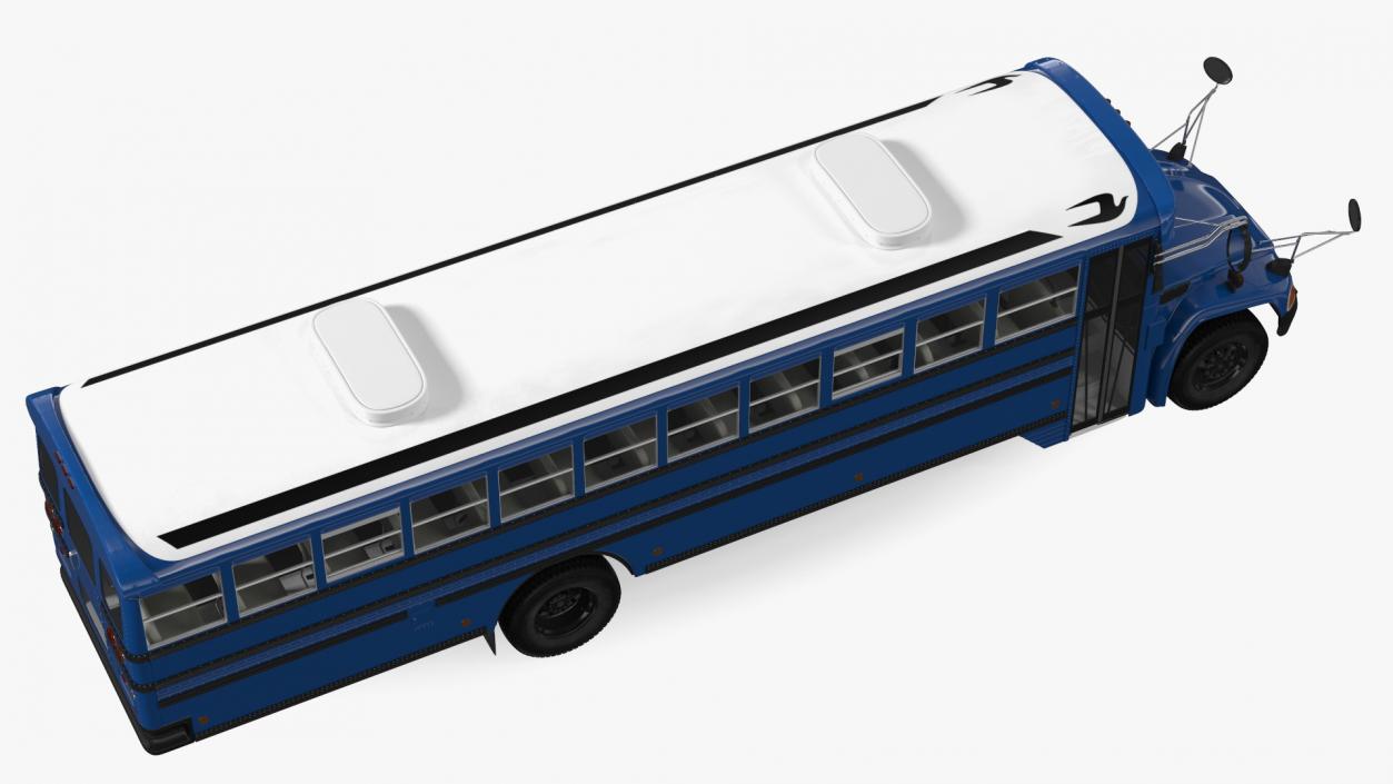 3D Blue Bird Commercial Bus Rigged