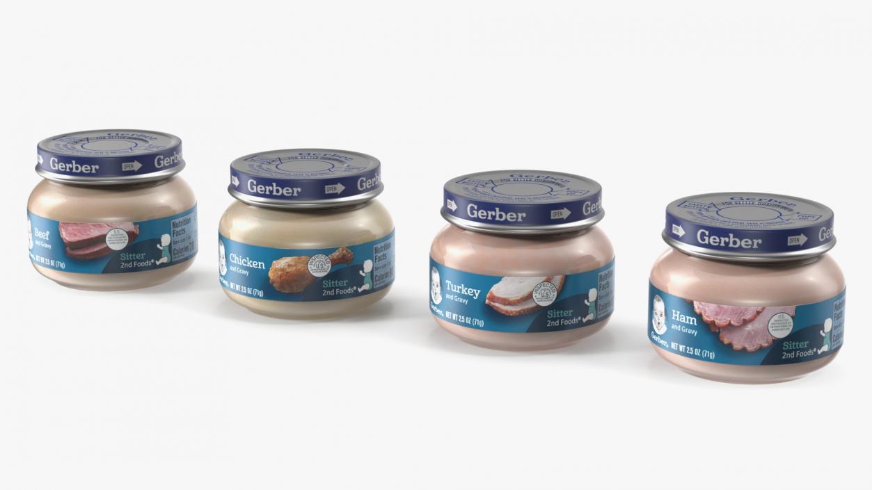 Gerber Baby Food Jars 71g Set 3D model