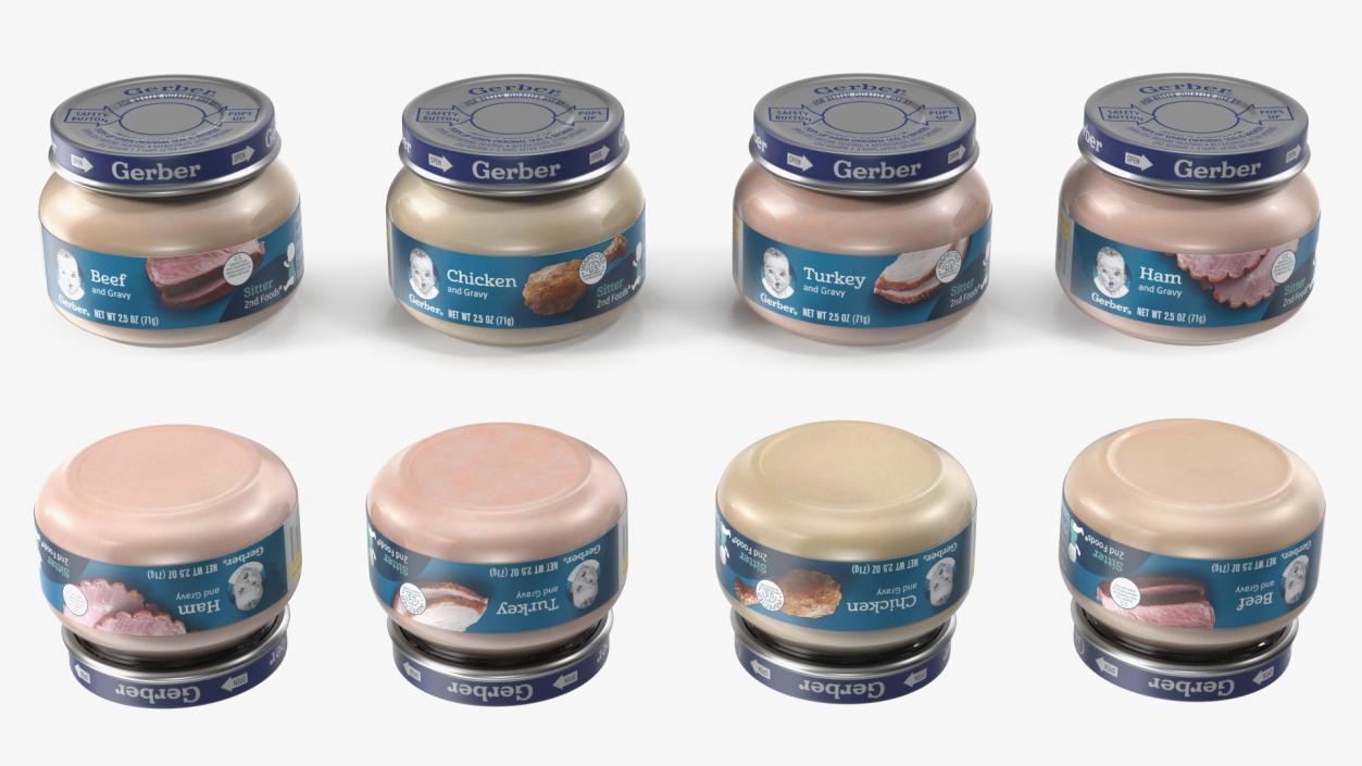 Gerber Baby Food Jars 71g Set 3D model