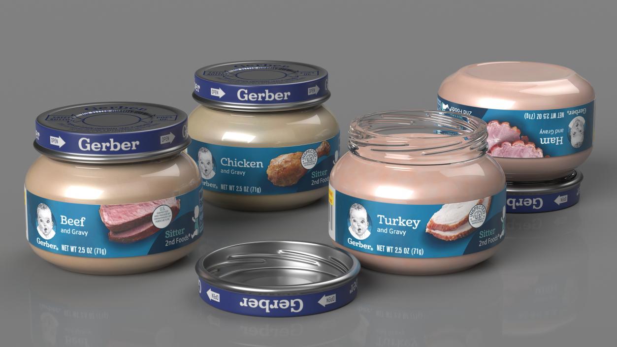 Gerber Baby Food Jars 71g Set 3D model