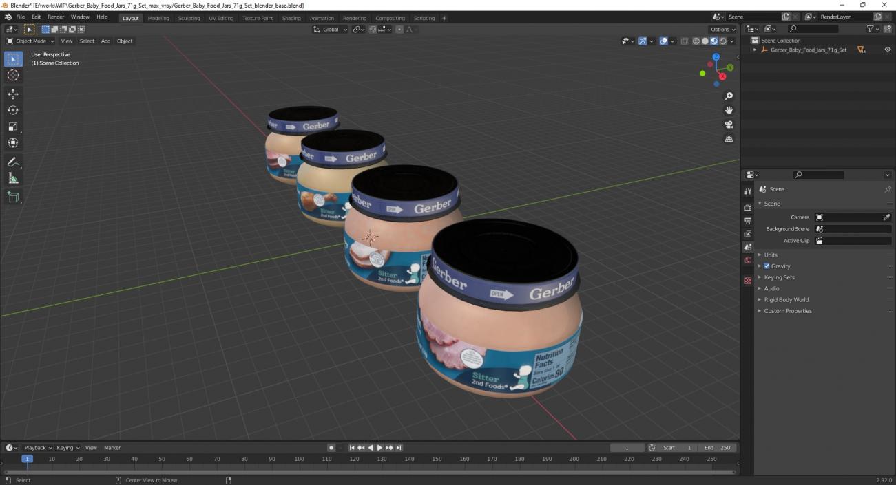 Gerber Baby Food Jars 71g Set 3D model