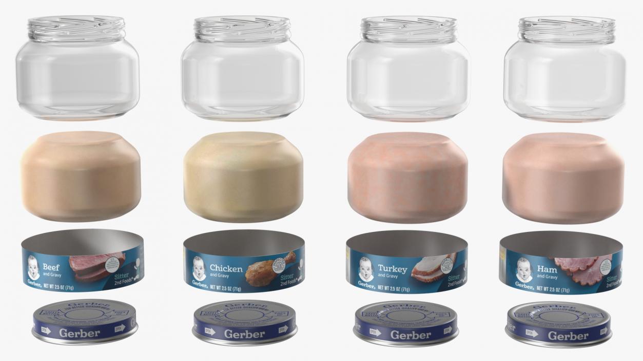 Gerber Baby Food Jars 71g Set 3D model