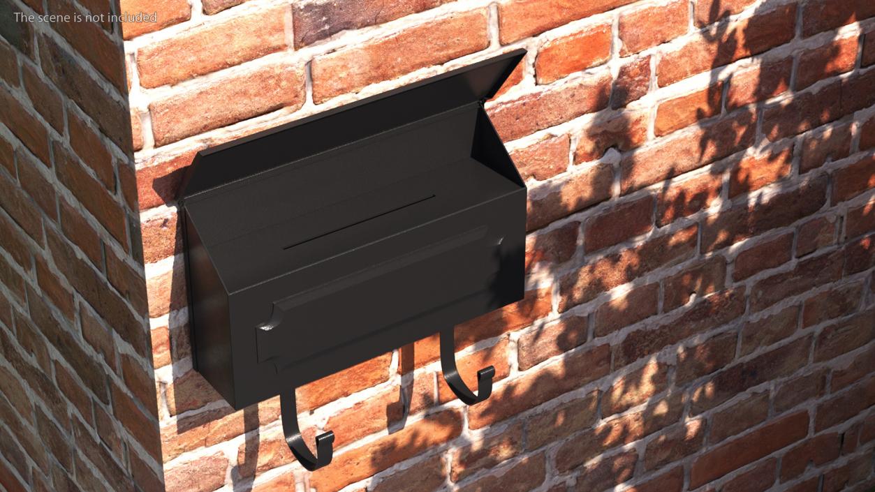 3D Wall Mount Black Standard Mailbox model