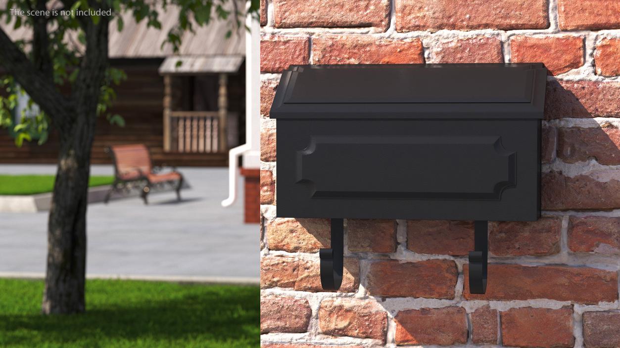 3D Wall Mount Black Standard Mailbox model