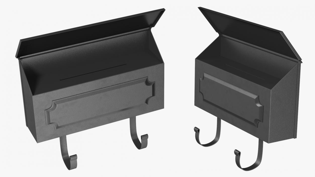 3D Wall Mount Black Standard Mailbox model