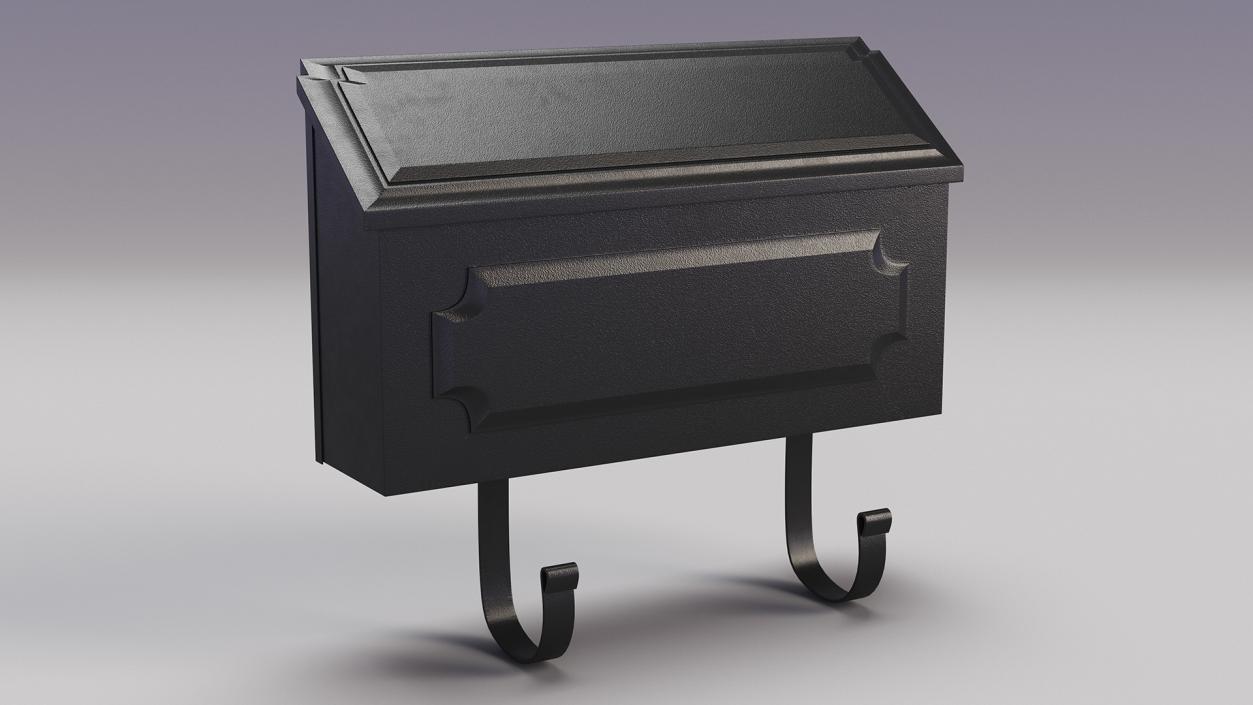 3D Wall Mount Black Standard Mailbox model