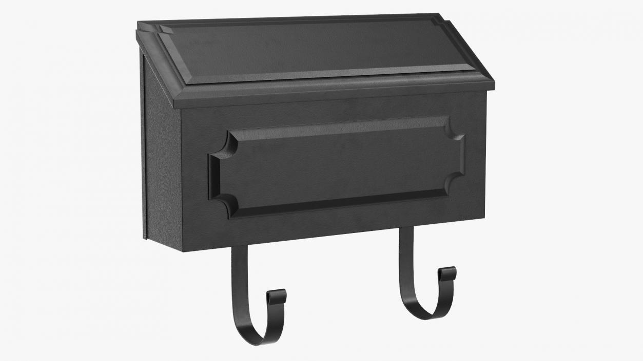 3D Wall Mount Black Standard Mailbox model