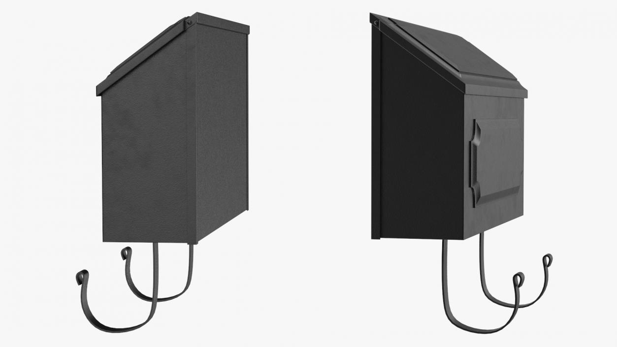 3D Wall Mount Black Standard Mailbox model