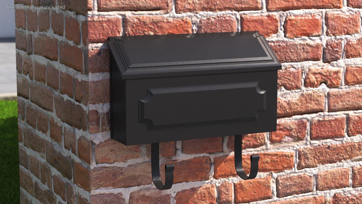 3D Wall Mount Black Standard Mailbox model