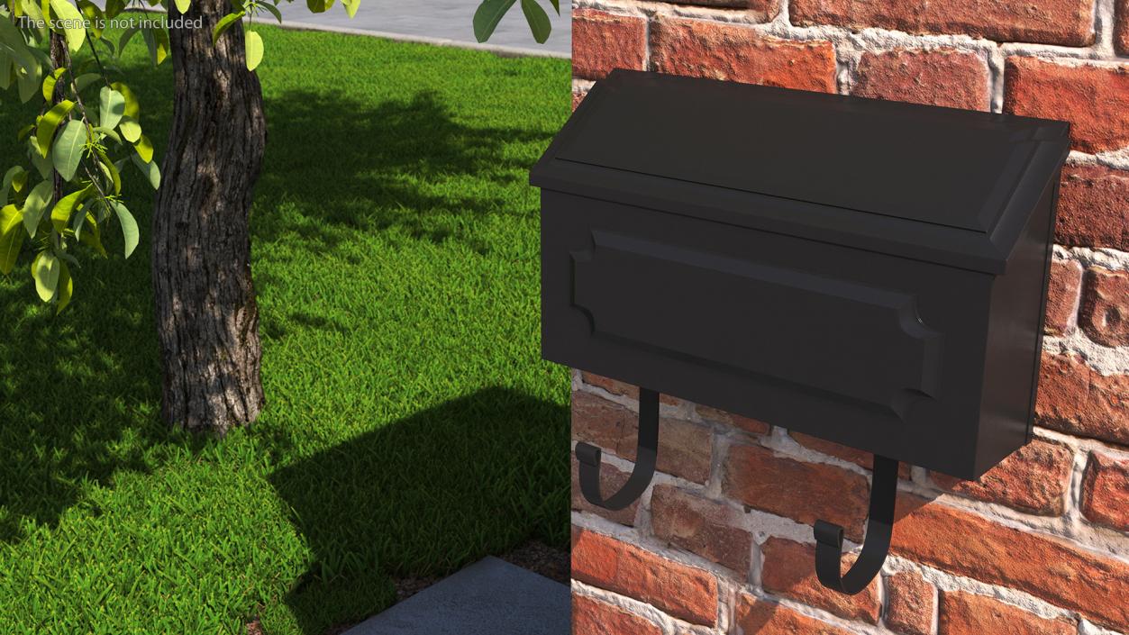 3D Wall Mount Black Standard Mailbox model