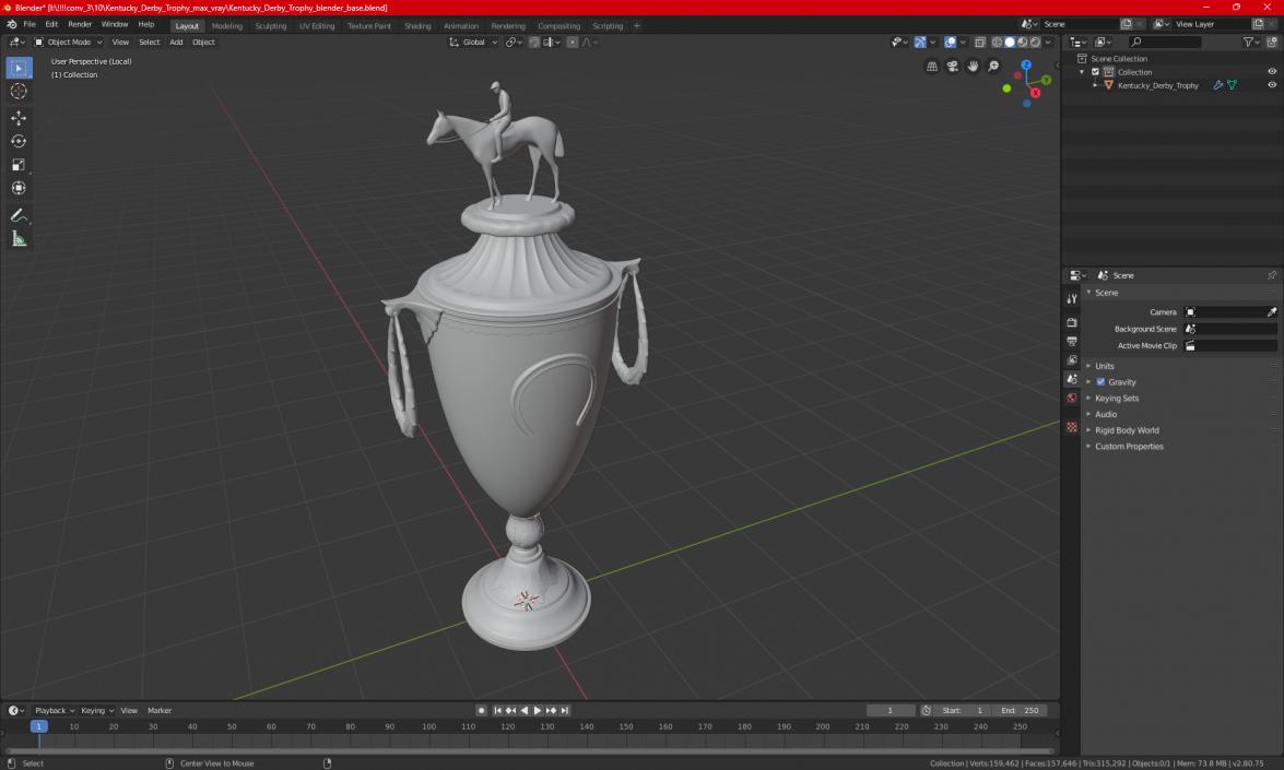 3D Kentucky Derby Trophy